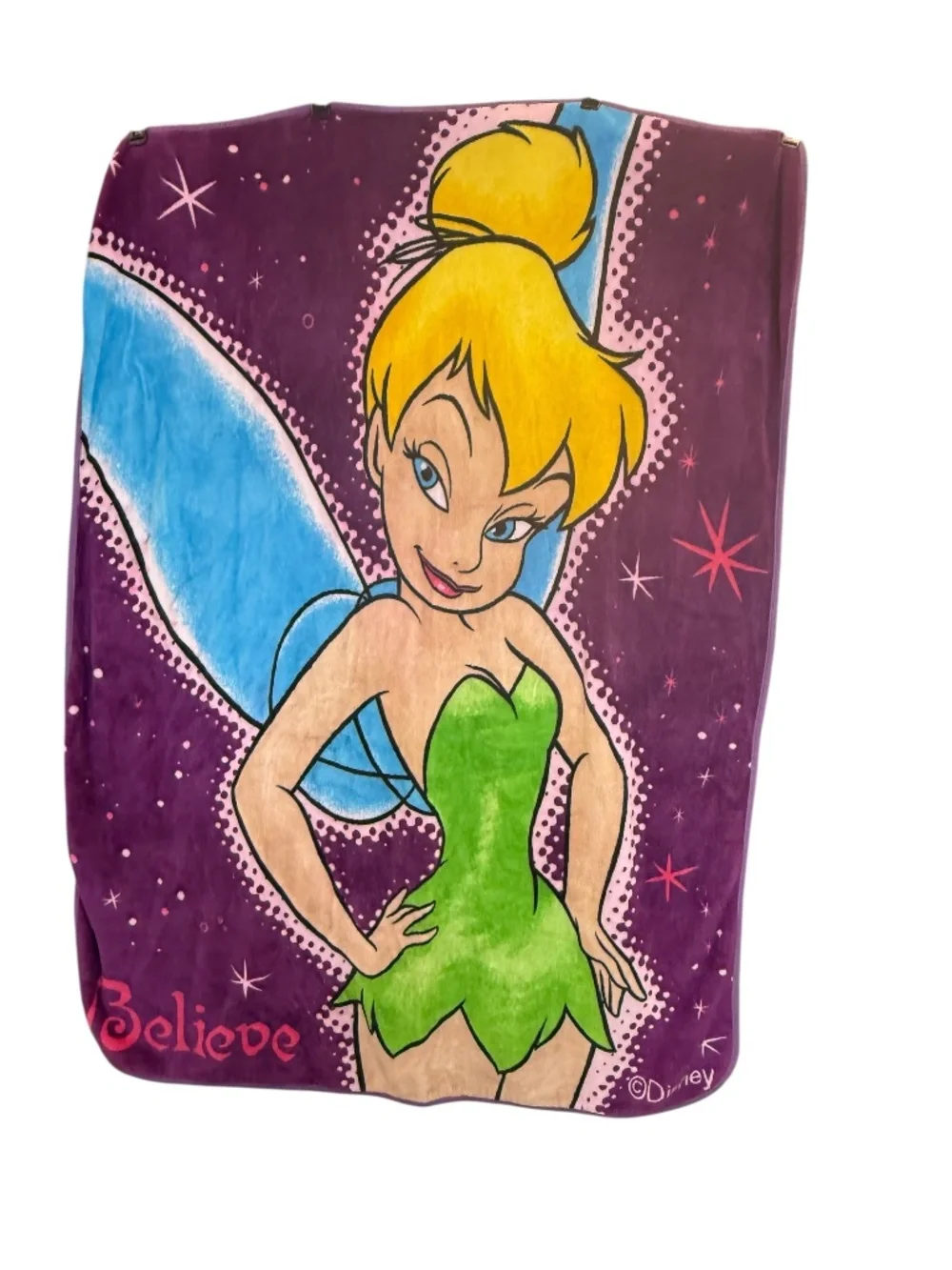 Disney Tinker Bell Believe Plush Throw Blanket in Purple, Green, Blue, Yellow